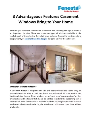 3 Advantageous Features Casement Windows Bring to Your Home