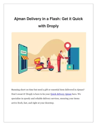 Fast, Reliable, Droply: Quick Delivery Service in Ajman