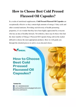 How to Choose Best Cold Pressed Flaxseed Oil Capsules