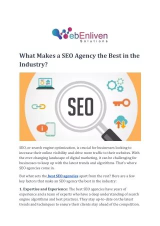 What Makes a SEO Agency the Best in the Industry