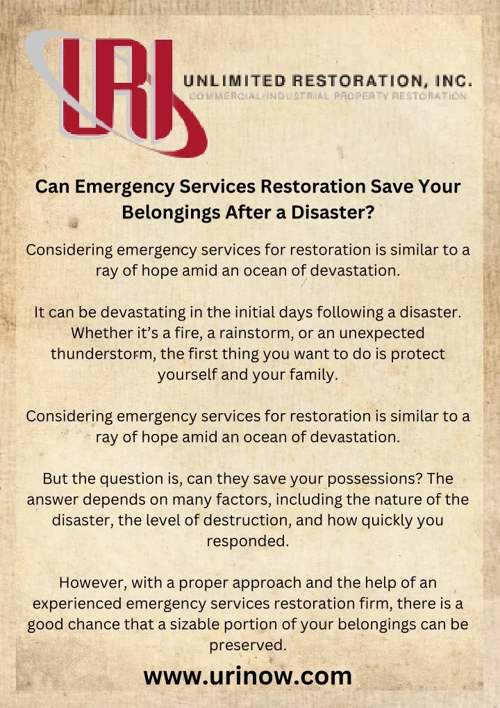 can emergency services restoration save your