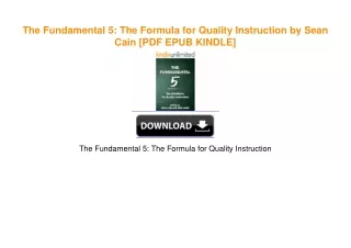 The Fundamental 5: The Formula for Quality Instruction by Sean Cain PDF EBOOK DOWNLOAD