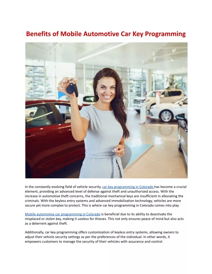 benefits of mobile automotive car key programming