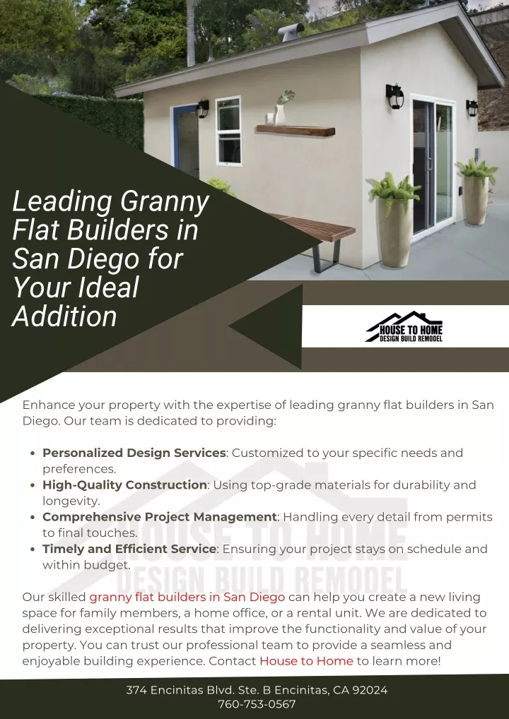 leading granny flat builders in san diego