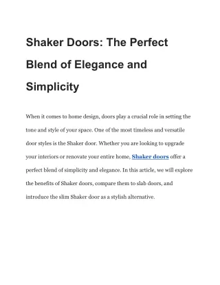 Shaker Doors_ The Perfect Blend of Elegance and Simplicity