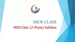 NIOS Class 12 Physics Syllabus