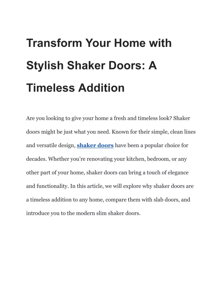 transform your home with