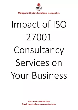 Impact of ISO 27001 Consultancy Services on Your Business