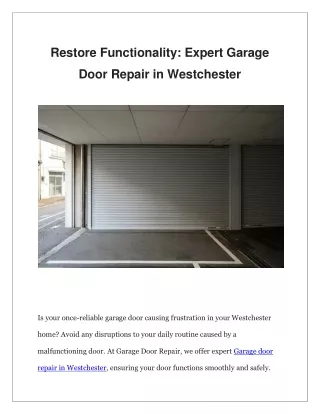 Westchester’s Go-To Garage Door Repair – Fast & Affordable