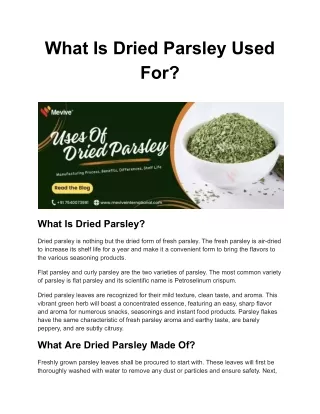 What Is Dried Parsley Used For_ _ Mevive®