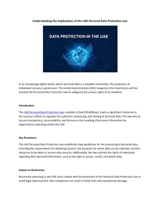 Understanding the Implications of the UAE Personal Data Protection Law