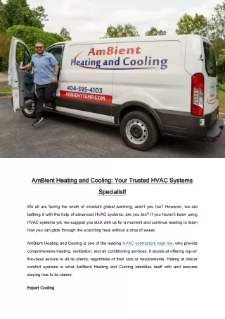AmBient Heating and Cooling Your Trusted HVAC Systems Specialist!