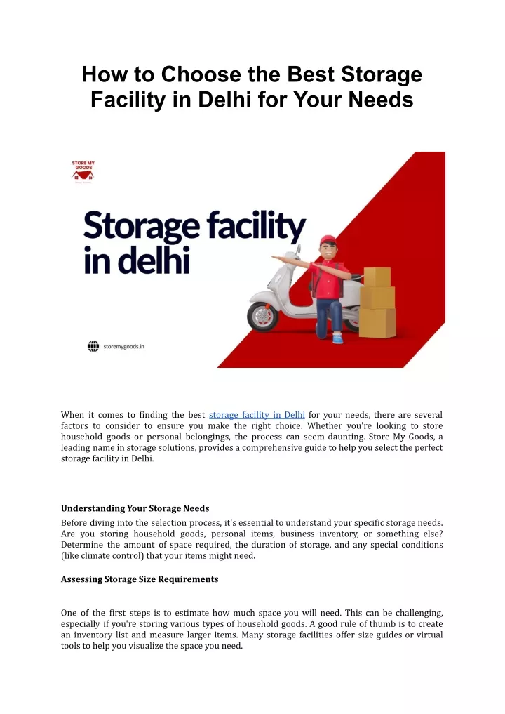 how to choose the best storage facility in delhi