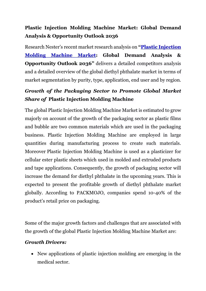 plastic injection molding machine market global