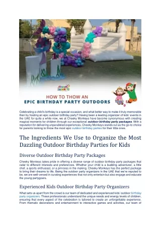 How Cheeky Monkeys Creates Spectacular Outdoor Birthday Parties for Kids