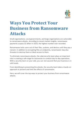Ways You Protect Your Business from Ransomware Attacks