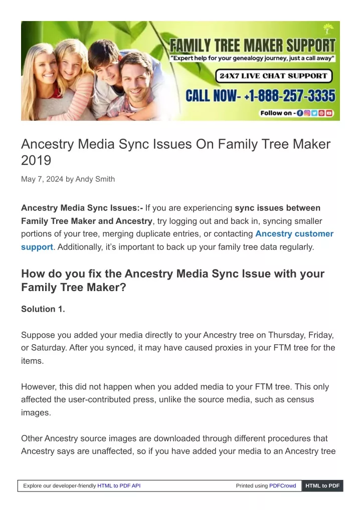 ancestry media sync issues on family tree maker