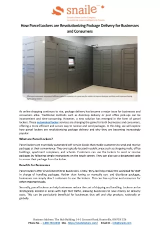 How Parcel Lockers are Revolutionizing Package Delivery for Businesses and Consumers