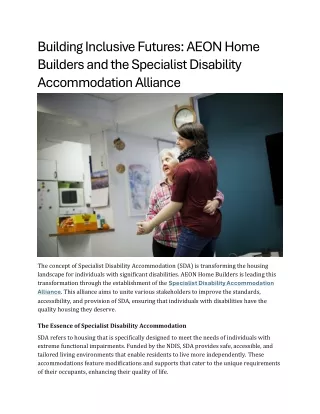Building Inclusive Futures AEON Home Builders and the Specialist Disability Accommodation Alliance