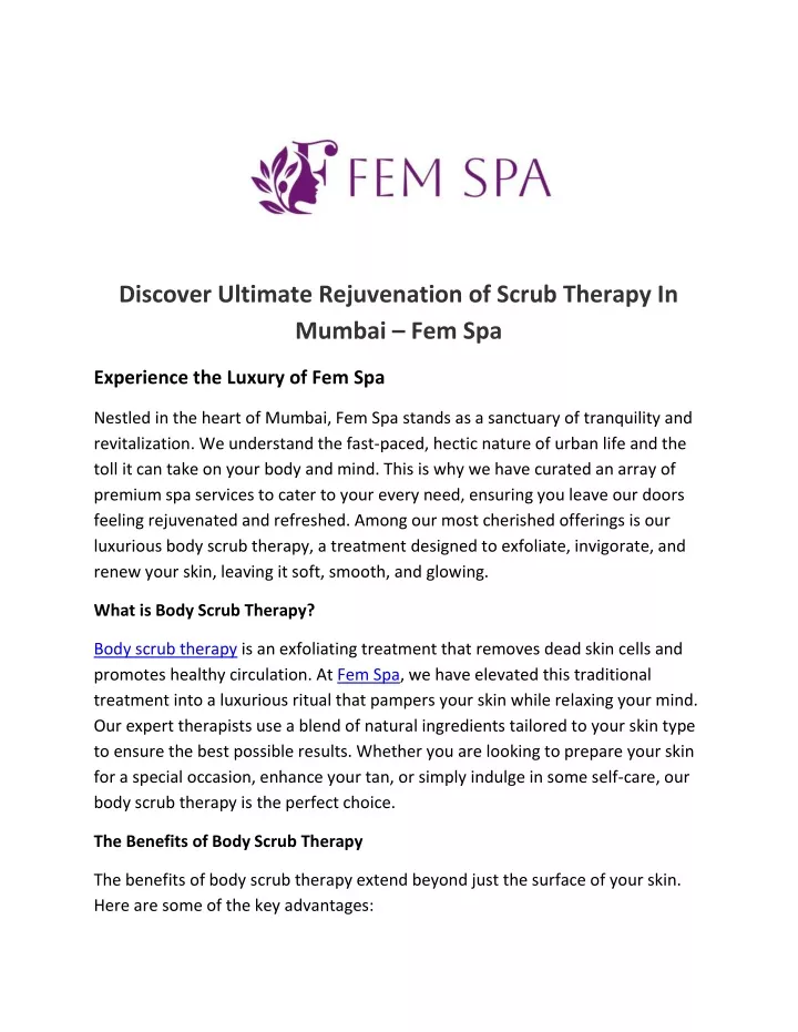 discover ultimate rejuvenation of scrub therapy