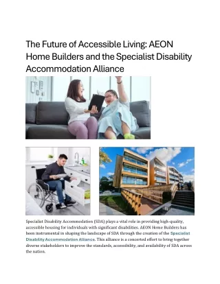 The Future of Accessible Living AEON Home Builders and the Specialist Disability Accommodation Alliance