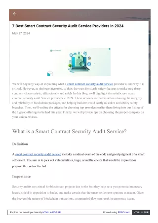 Best Smart Contract Security Audit Service Providers in 2024