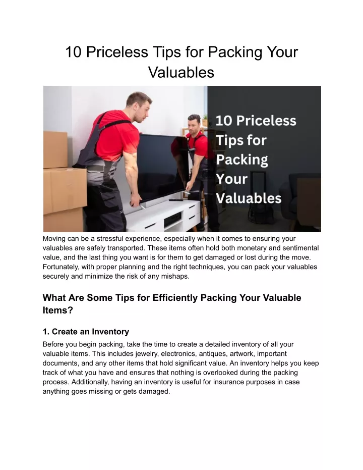 10 priceless tips for packing your valuables