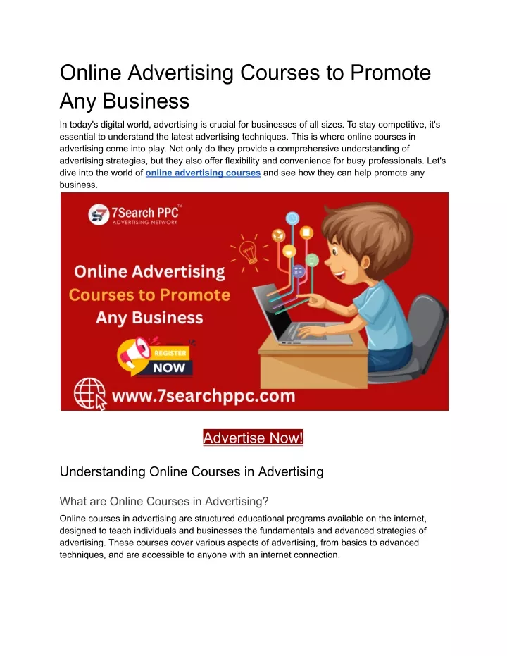 online advertising courses to promote any business