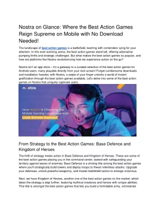 nostra on glance where the best action games