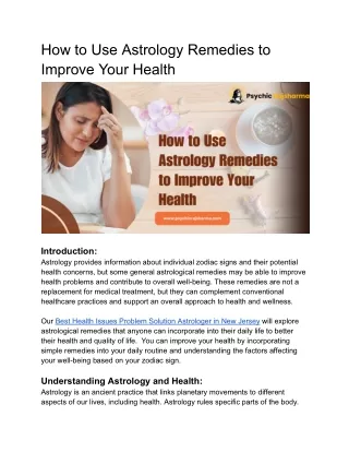 How to Use Astrology Remedies to Improve Your Health