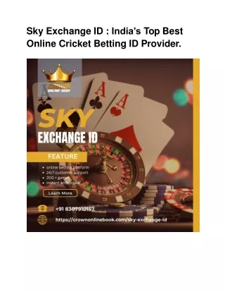 Sky exchange id _ India’s top best online cricket betting id