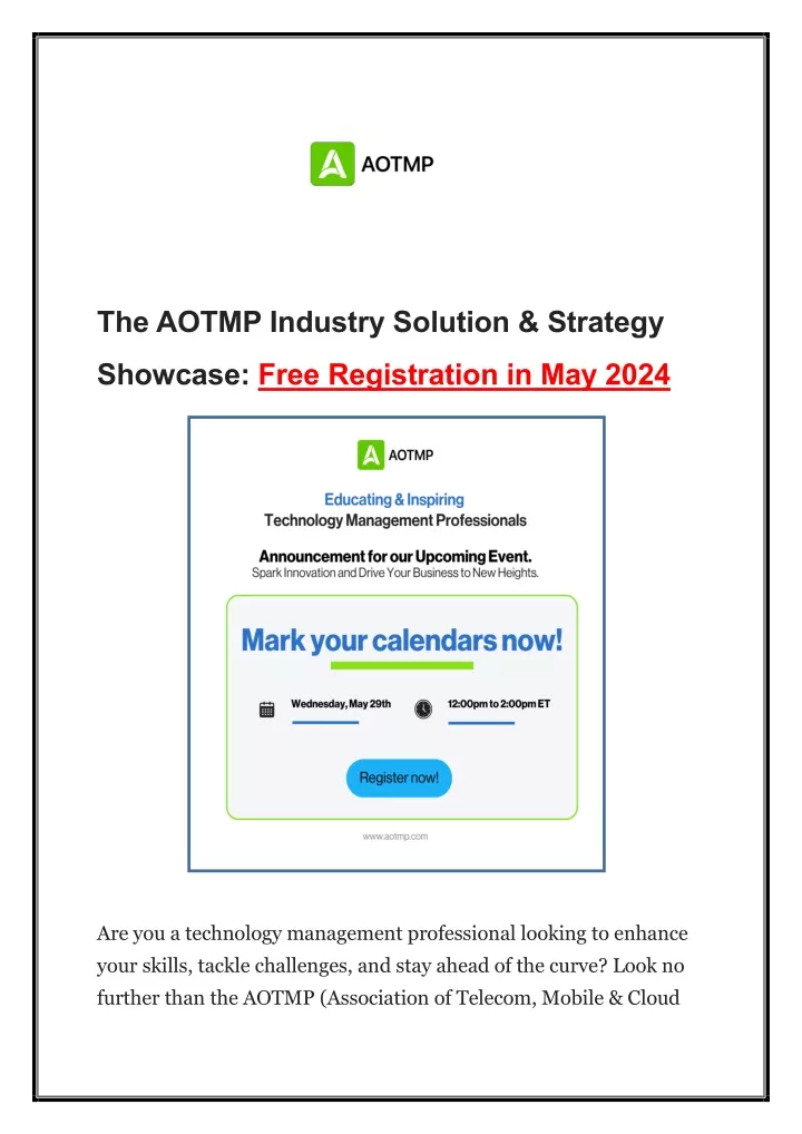 the aotmp industry solution strategy