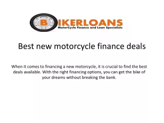 Best new motorcycle finance deals