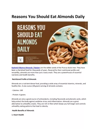 Reasons You Should Eat Almonds Daily