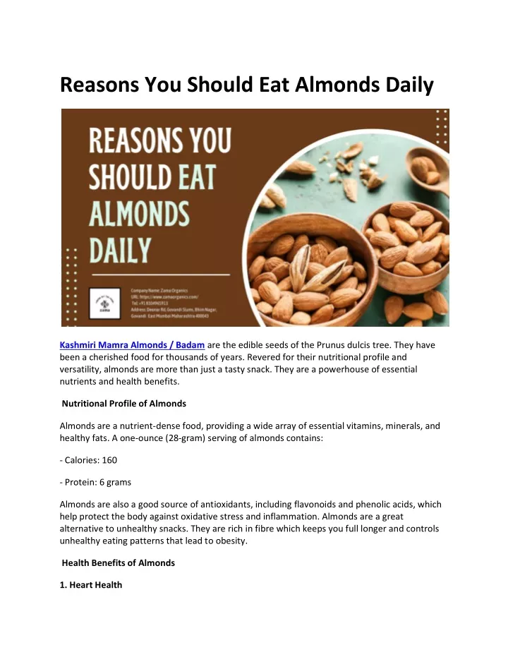 reasons you should eat almonds daily