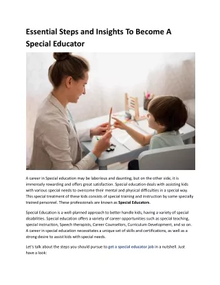 Essential Steps and Insights To Become A Special Educator