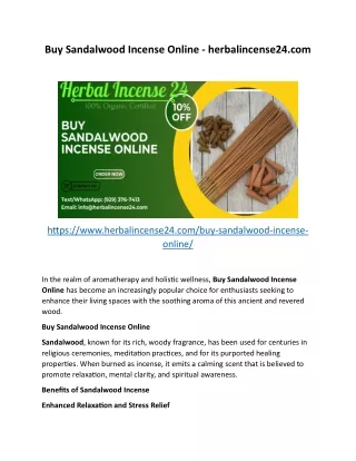 Buy Sandalwood Incense Online - herbalincense24.com