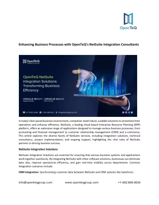 Enhancing Business Processes with OpenTeQ's NetSuite Integration Consultants