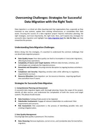 Strategies for Successful Data Migration Tools