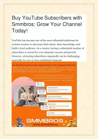 Buy YouTube Subscribers with Smmbros: Grow Your Channel Today !