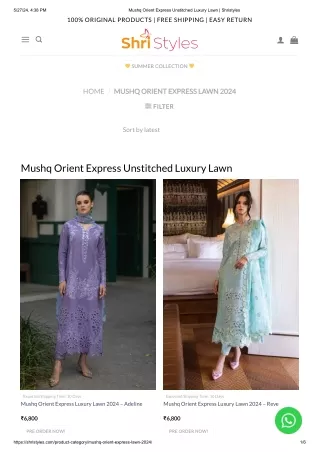 Latest Mushq Pakistani suits collection 2024