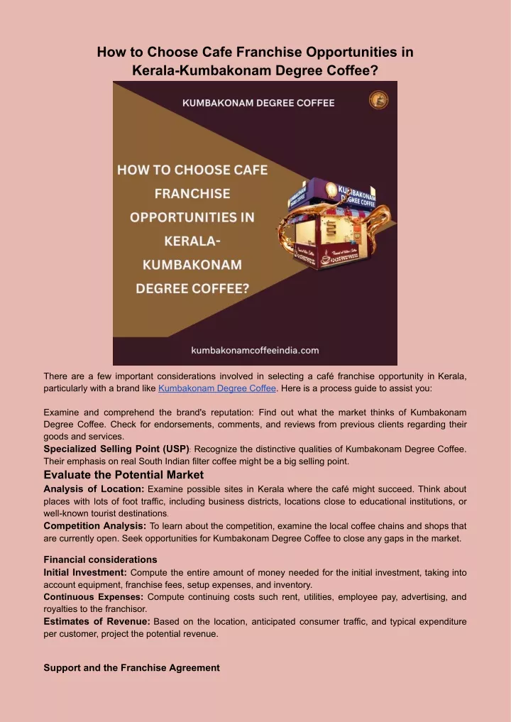 how to choose cafe franchise opportunities