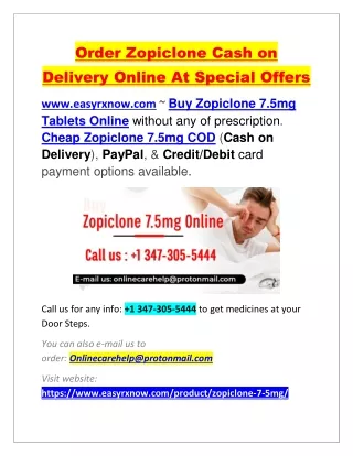Order Zopiclone Cash on Delivery Online At Special Offers