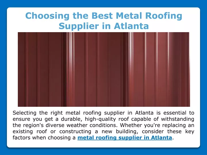 choosing the best metal roofing supplier