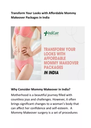 Transform Your Looks with Affordable Mommy Makeover Packages in India