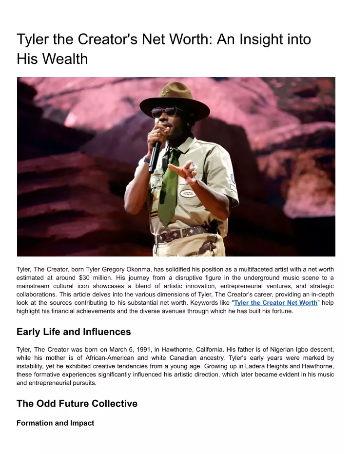 tyler the creator s net worth an insight into