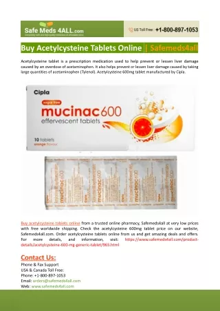 Buy Acetylcysteine Tablets Online