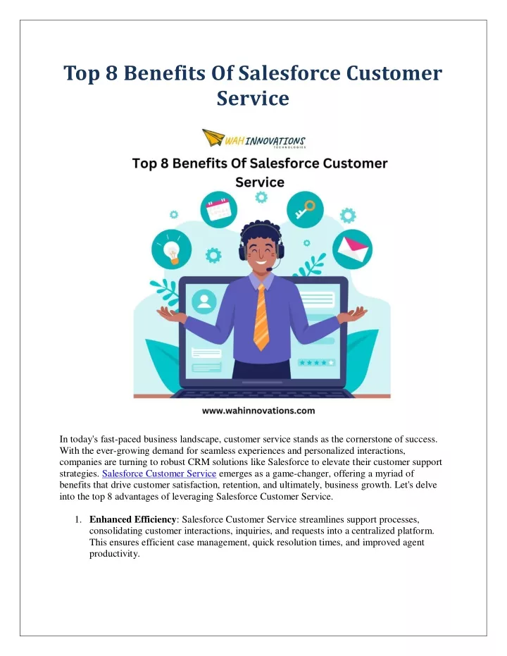 top 8 benefits of salesforce customer service