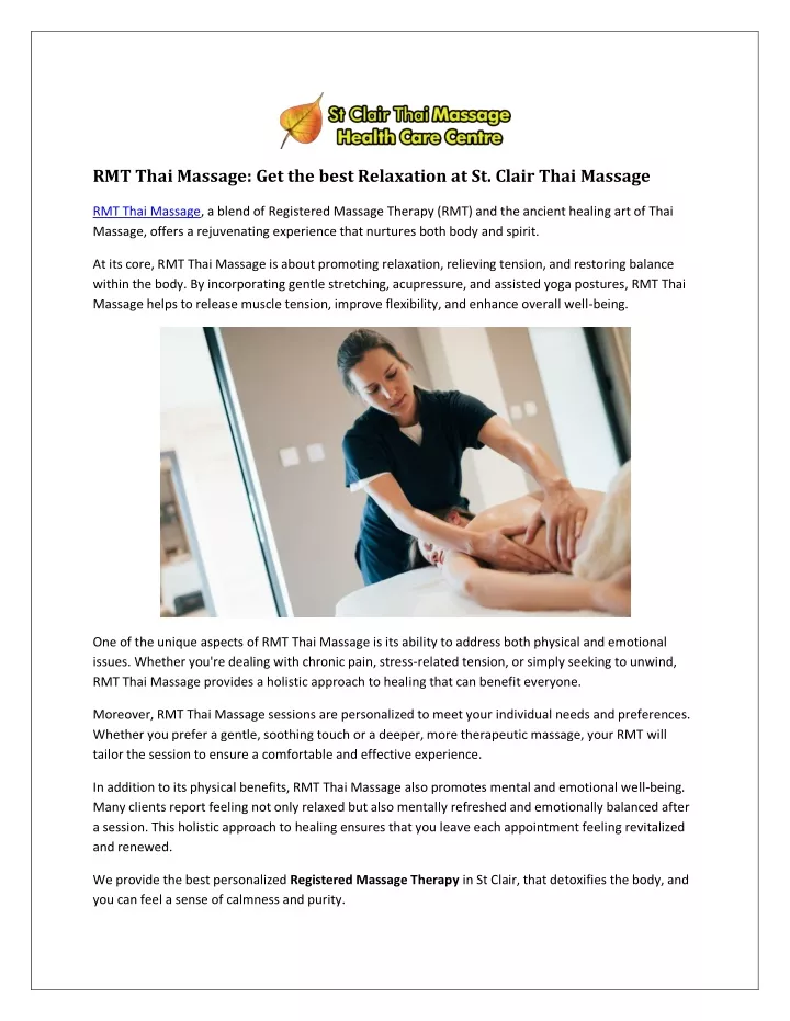 rmt thai massage get the best relaxation