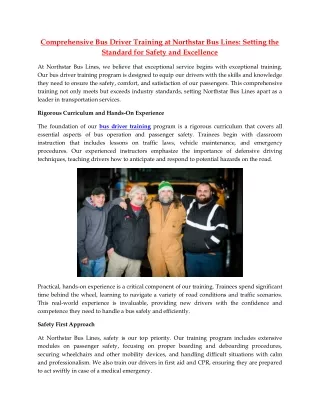 comprehensive bus driver training at northstar